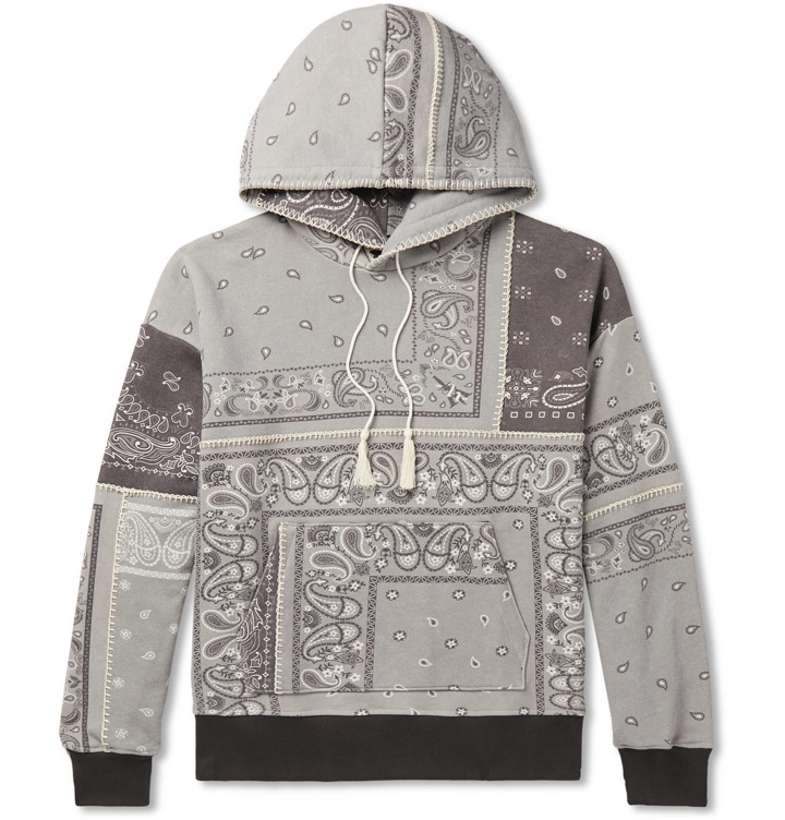 Photo: AMIRI - Oversized Bandana-Print Loopback Cotton-Jersey Hoodie - Gray