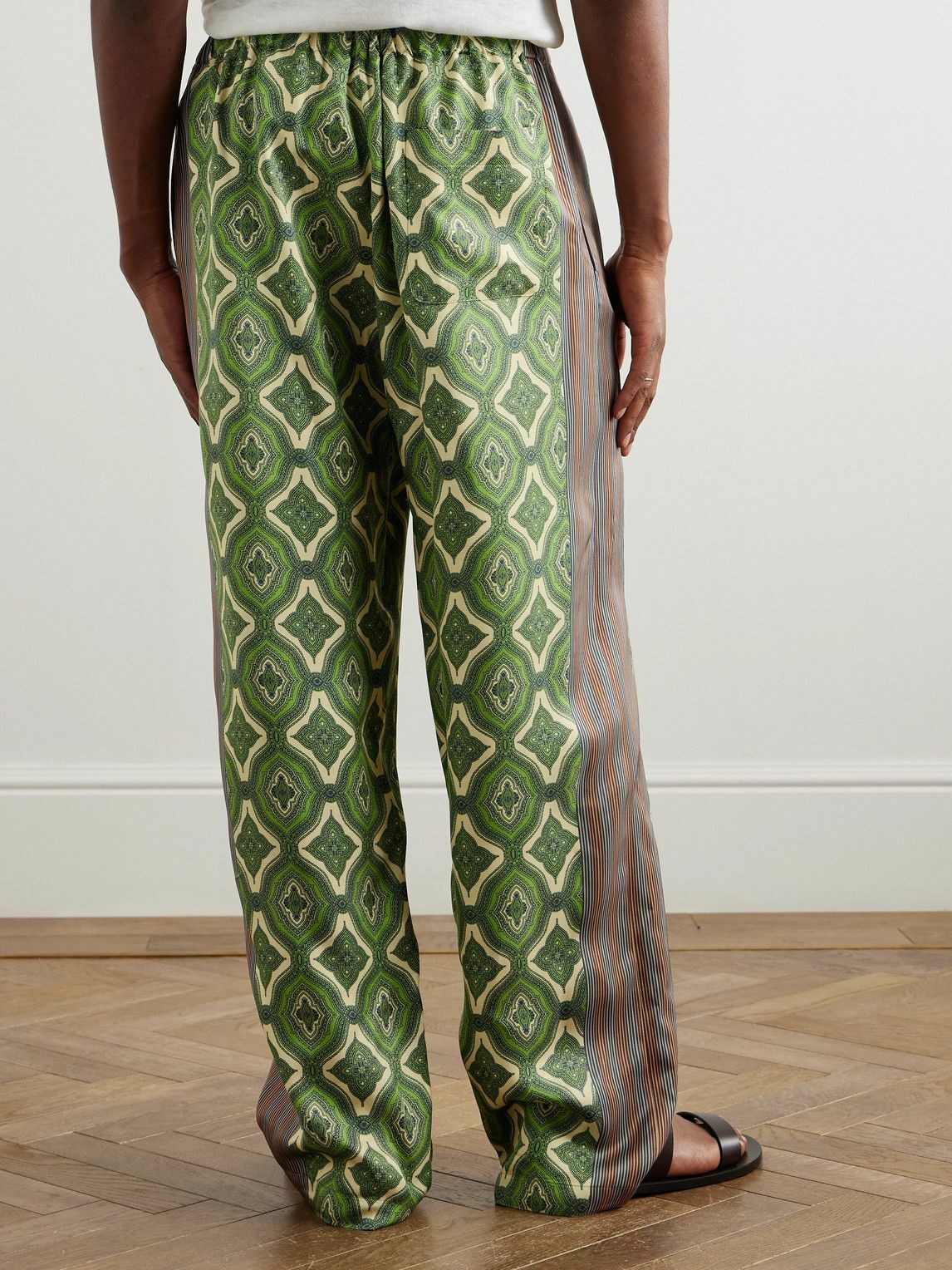 Etro - Harlequin Straight-Leg Pleated Striped Paisley-Print