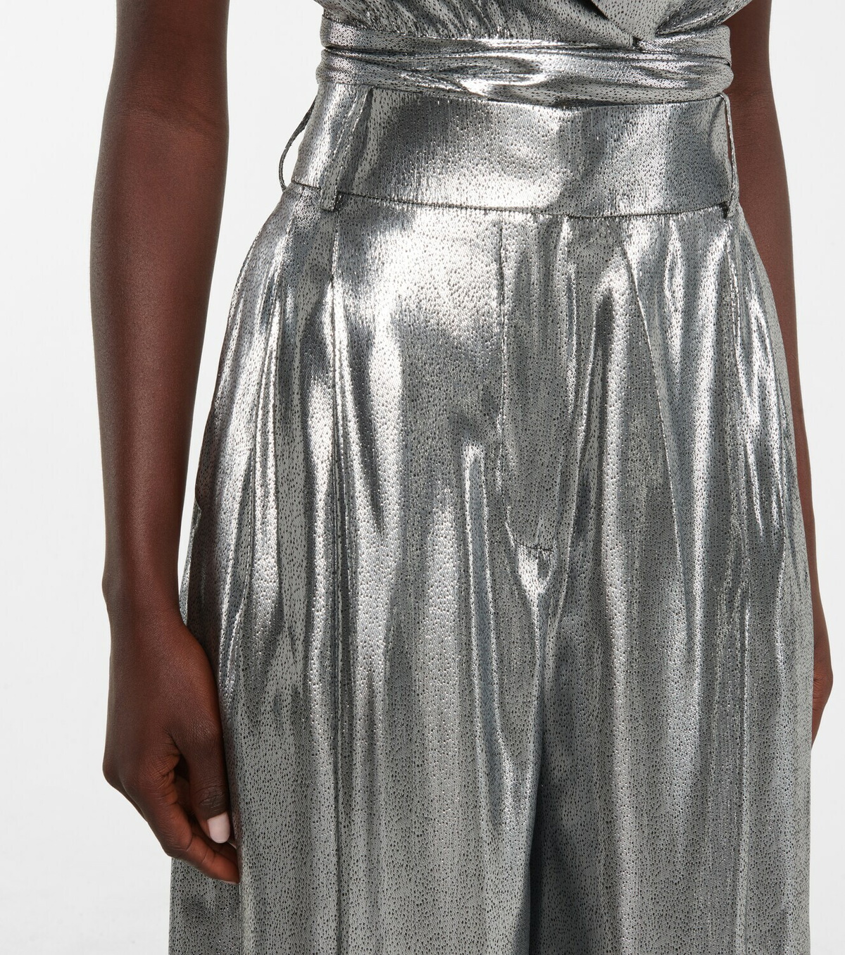 Alexandre Vauthier - Wide-leg silk-blend lamé pants