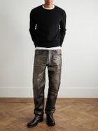 424 - Slim-Fit Straight-Leg Leather Trousers - Black