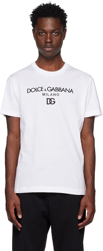 Photo: Dolce & Gabbana White Embroidered T-Shirt
