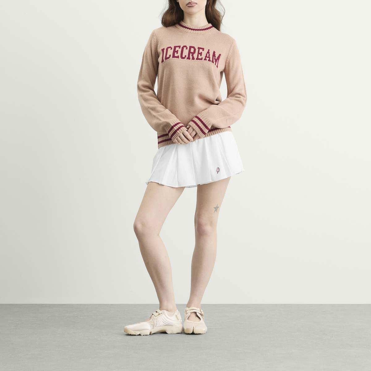 ICECREAM Women's Knitted Crewneck in Sand