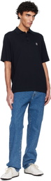 Balmain Navy Embroidered Cotton Polo