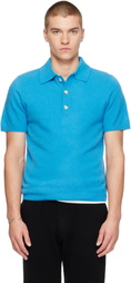 Entire Studios Blue Short Sleeve Cashmere Knit Polo