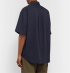 Monitaly - Oversized Panelled Cotton-Poplin, Shell and Ripstop Shirt - Blue