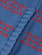 BODE - Meandering Striped Jacquard-Knit Pima Cotton and Merino Wool-Blend Cardigan - Blue