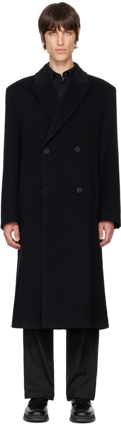 Hugo Black Double-Breasted Coat