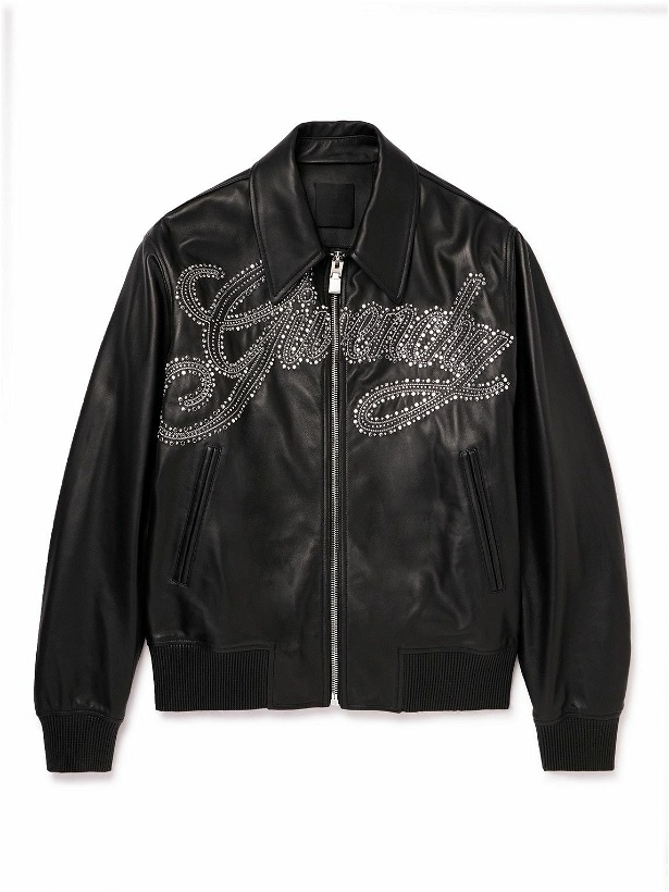 Photo: Givenchy - Logo-Embellished Studded Leather Jacket - Black