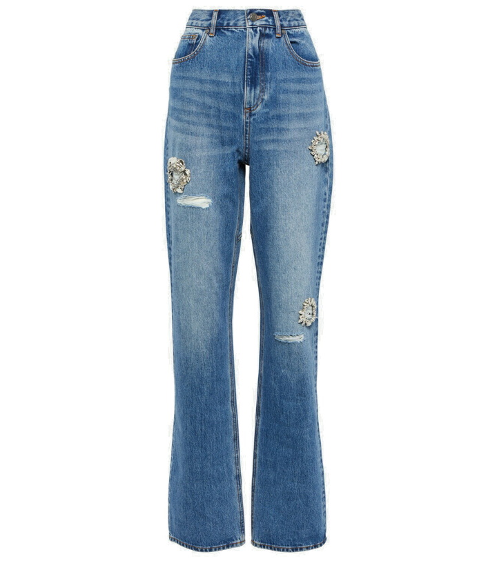 Photo: Area Distressed embellished bootcut jeans