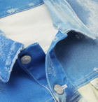 Balmain - Printed Distressed Denim Jacket - Blue
