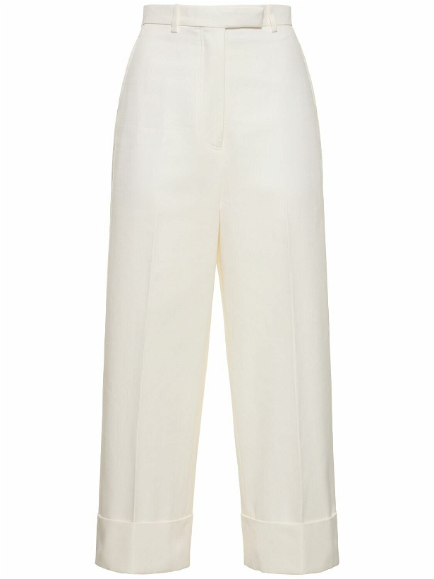 Photo: THOM BROWNE - Straight Cotton High Waist Cropped Pants