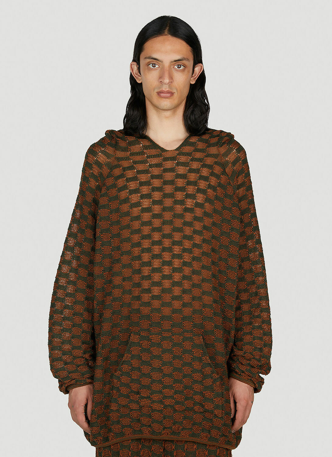 Isa Boulder Check Knit Hooded Sweater