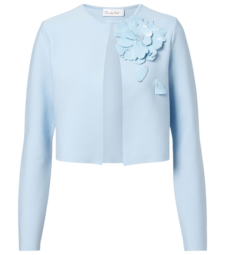 Photo: Oscar de la Renta Cropped floral-appliqué sequined jacket