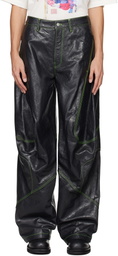 Acne Studios Gray Embroidered Leather Pants