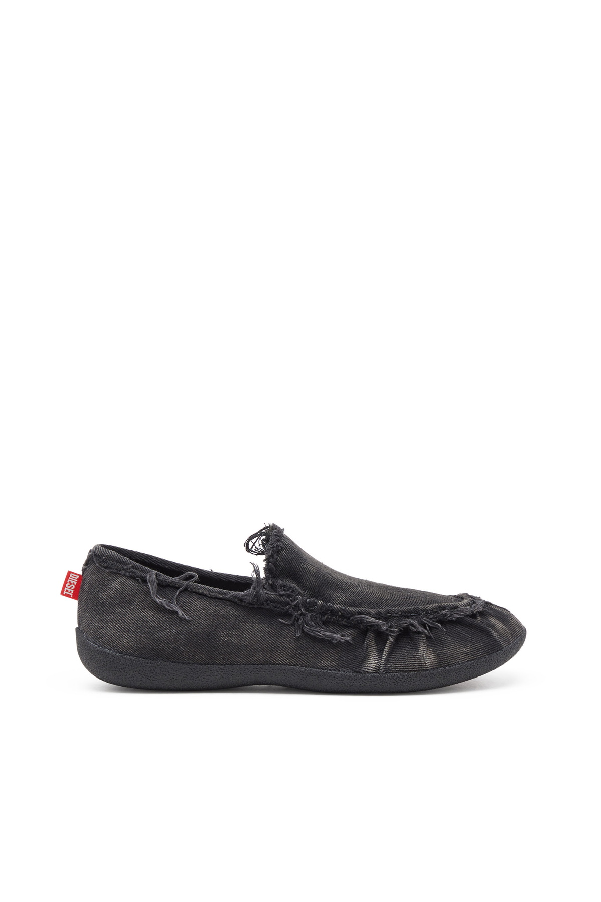 Diesel D-Shock-Distressed denim loafers - Mocassins and Mules Mens in Black