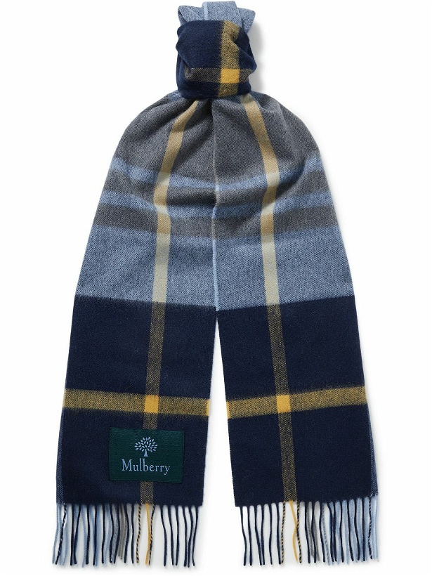 Photo: Mulberry - Logo-Appliquéd Fringed Checked Wool Scarf