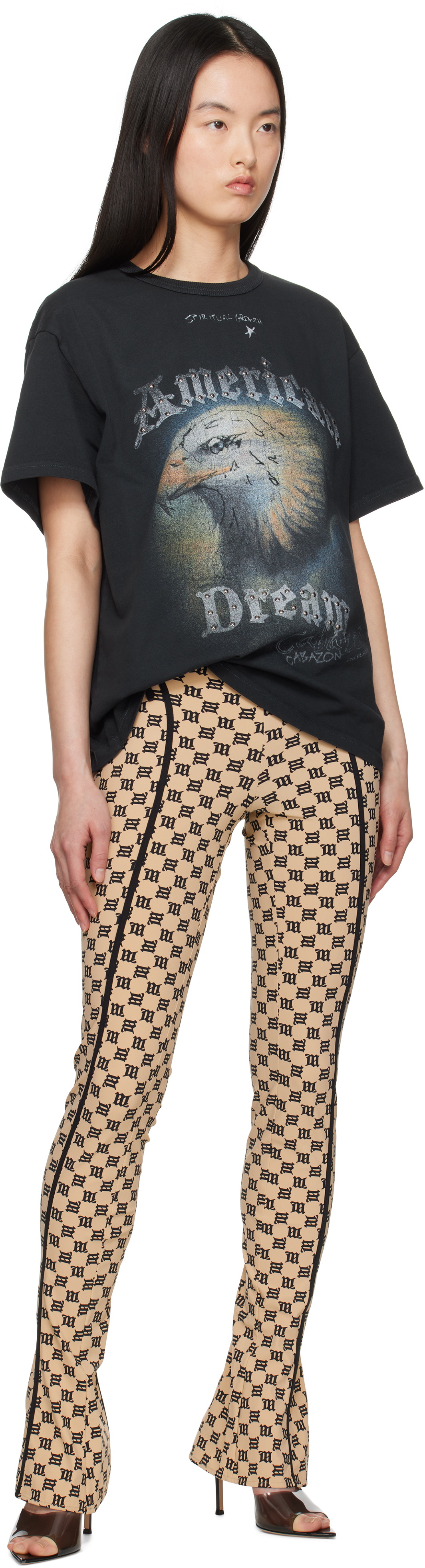 MISBHV Beige Monogram Coquette Leggings
