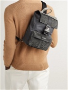 Fendi - Mini Leather-Trimmed Logo-Embossed Suede and Shell Sling Backpack