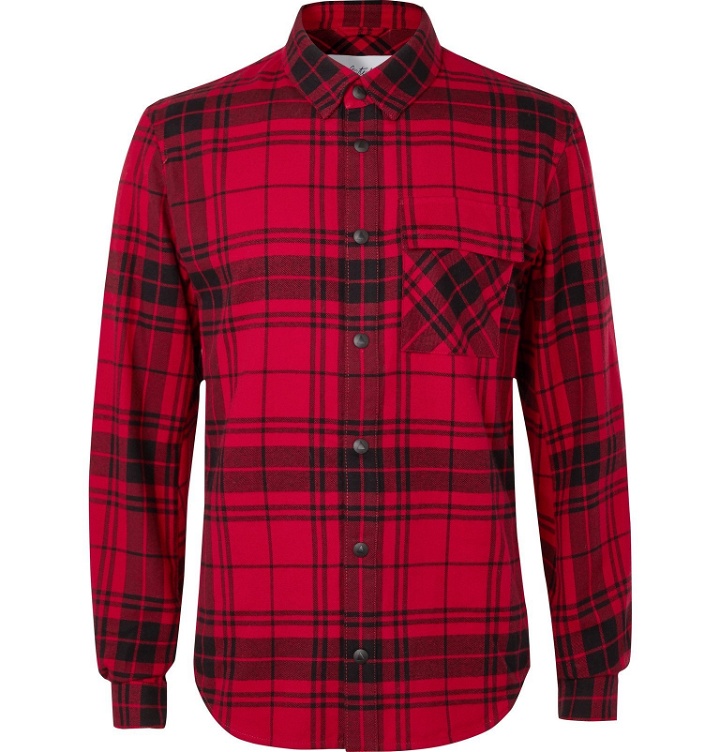 Photo: Aztech Mountain - Loge Peak Shell-Panelled Checked Brushed Cotton-Flannel Shirt - Red