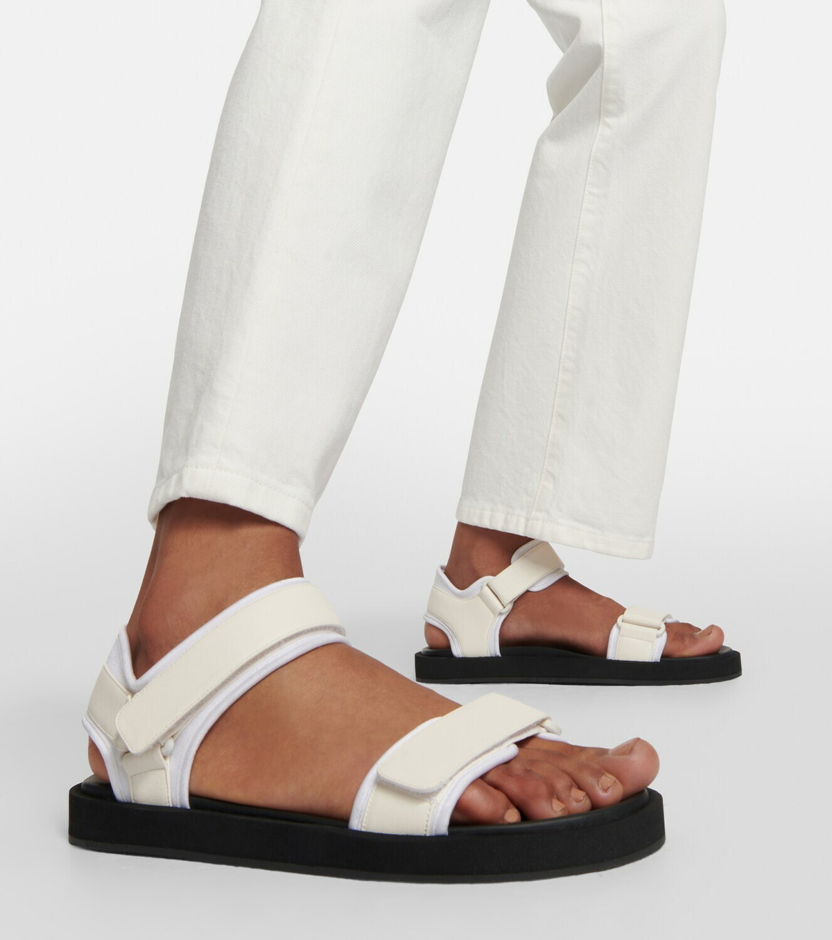 The Row Hook and Loop leather sandals The Row