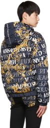 Versace Jeans Couture Black Reversible Printed Down Jacket