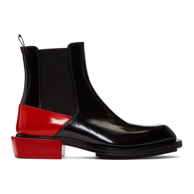 Photo: Alexander McQueen Black and Red Half Chelsea Boots