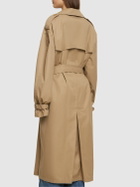 MOSCHINO Cotton Blend Gabardine Long Trench Coat