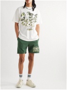FRIENDS WITH ANIMALS - Straight-Leg Embroidered Cotton-Jersey Shorts - Green