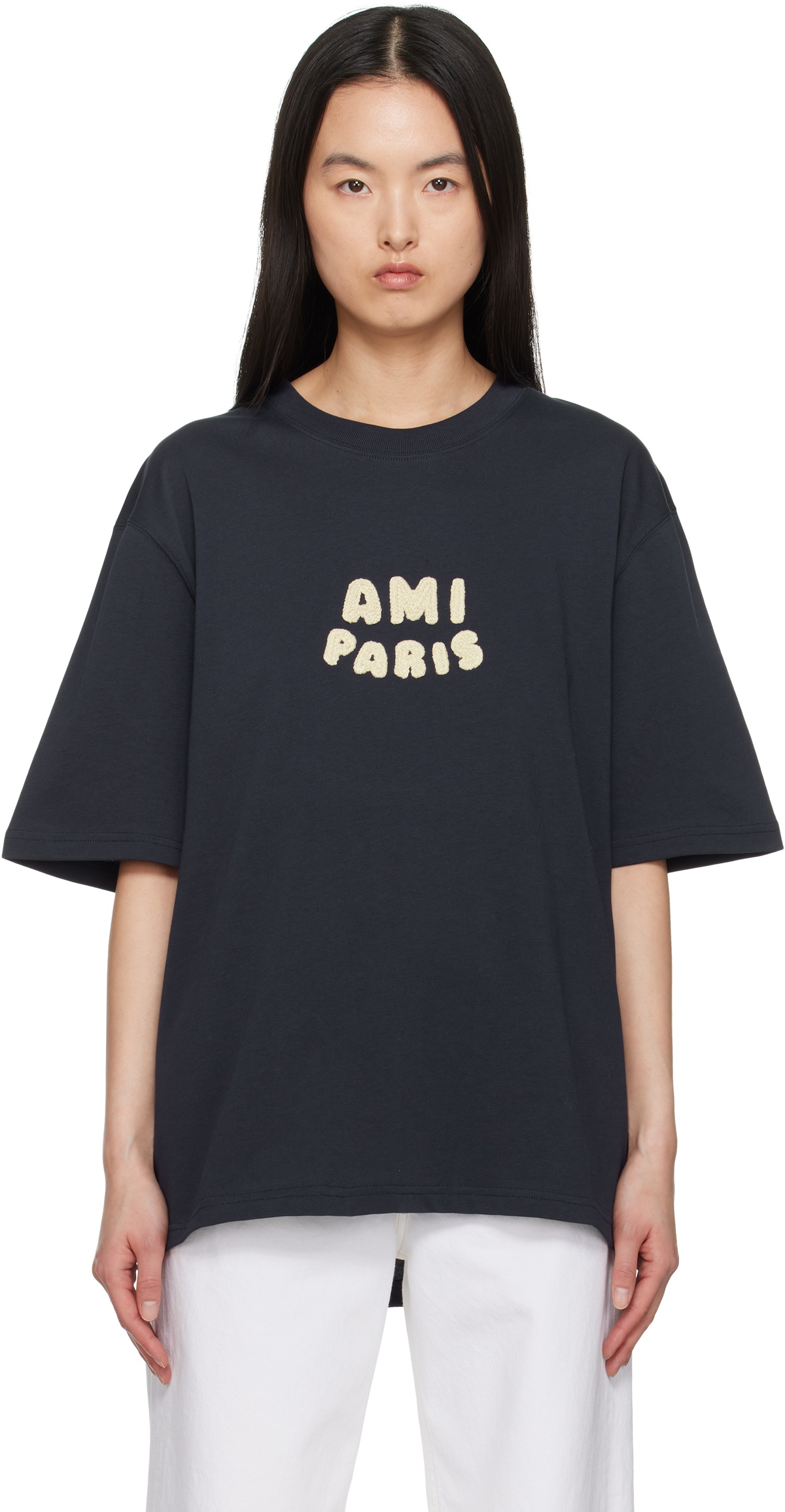 Tシャツ・カットソー AMI Paris Thick Jersey Tshirt ADC AMI Paris AMI Patch Logo T-Shirt in Black AMI