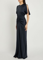 Victoria Beckham Isabella Gathered Satin Maxi Dress Navy