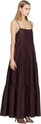 Matteau Burgundy Tiered Low Back Maxi Dress