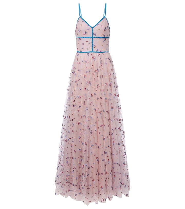 Photo: Costarellos Floral lace-trimmed tulle gown