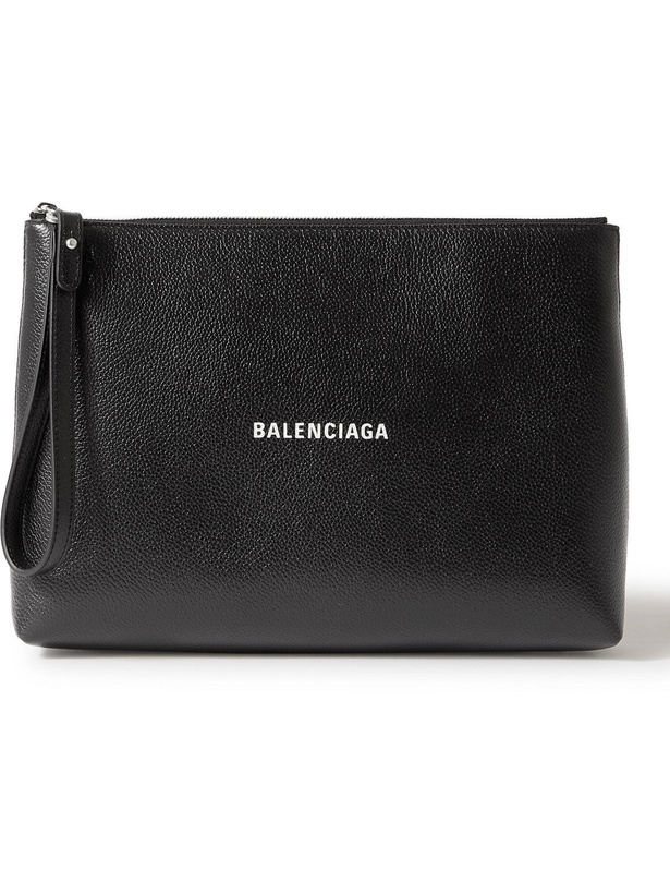 Photo: Balenciaga - Cash Logo-Print Full-Grain Leather Pouch