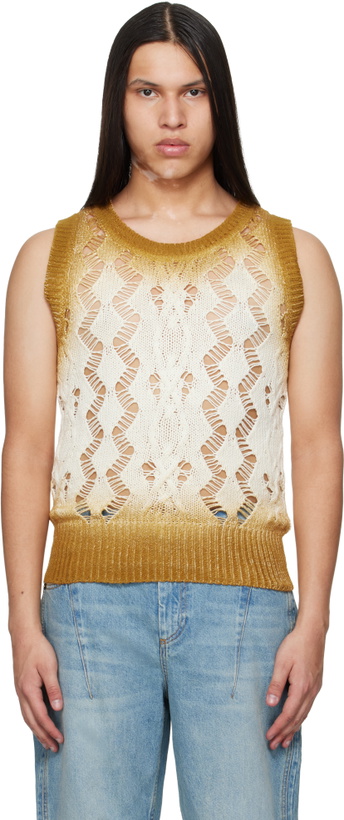 Photo: EGONlab Tan & Off-White Textured Knit Tank Top