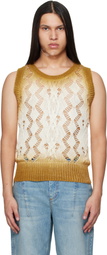 EGONlab Tan & Off-White Textured Knit Tank Top