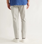 Brunello Cucinelli - Striped Cotton-Blend Drawstring Trousers - Neutrals