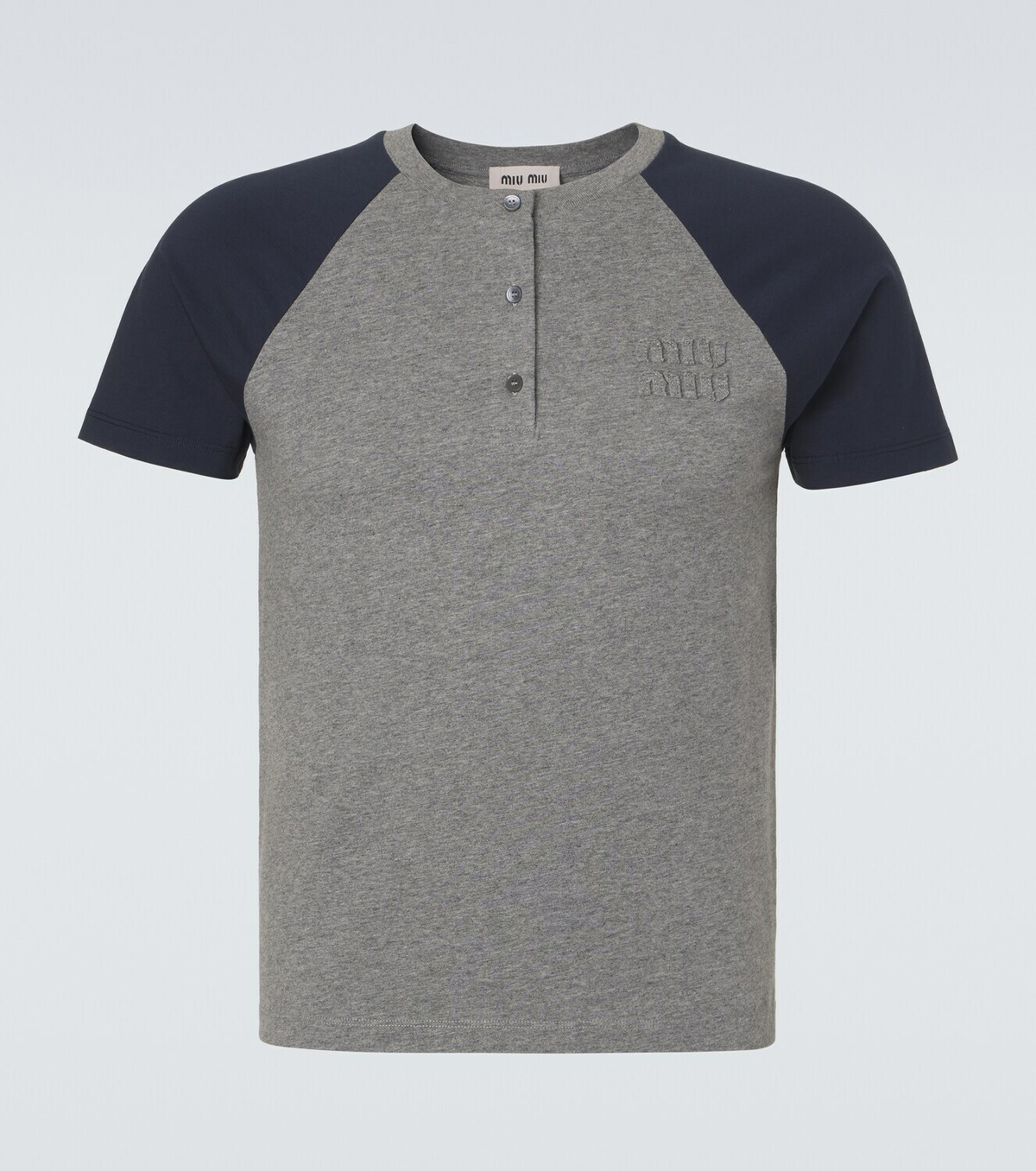 Miu Miu Logo cotton jersey Henley shirt