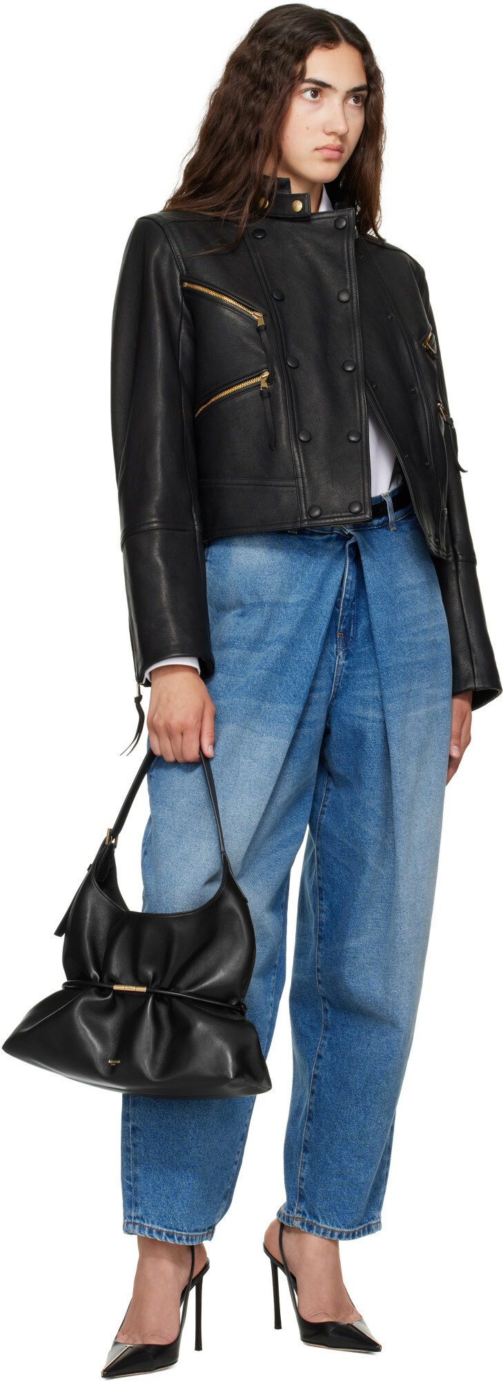 BALMAIN Black 'Dinner At 8' Small Smooth Leather Bag