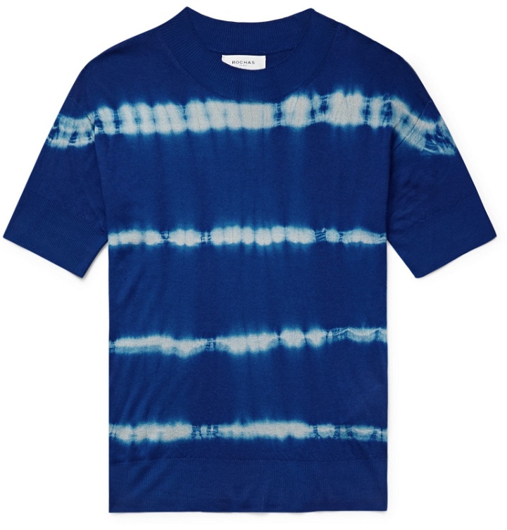 Photo: Rochas - Slim-Fit Tie-Dyed Cashmere and Silk-Blend T-Shirt - Blue
