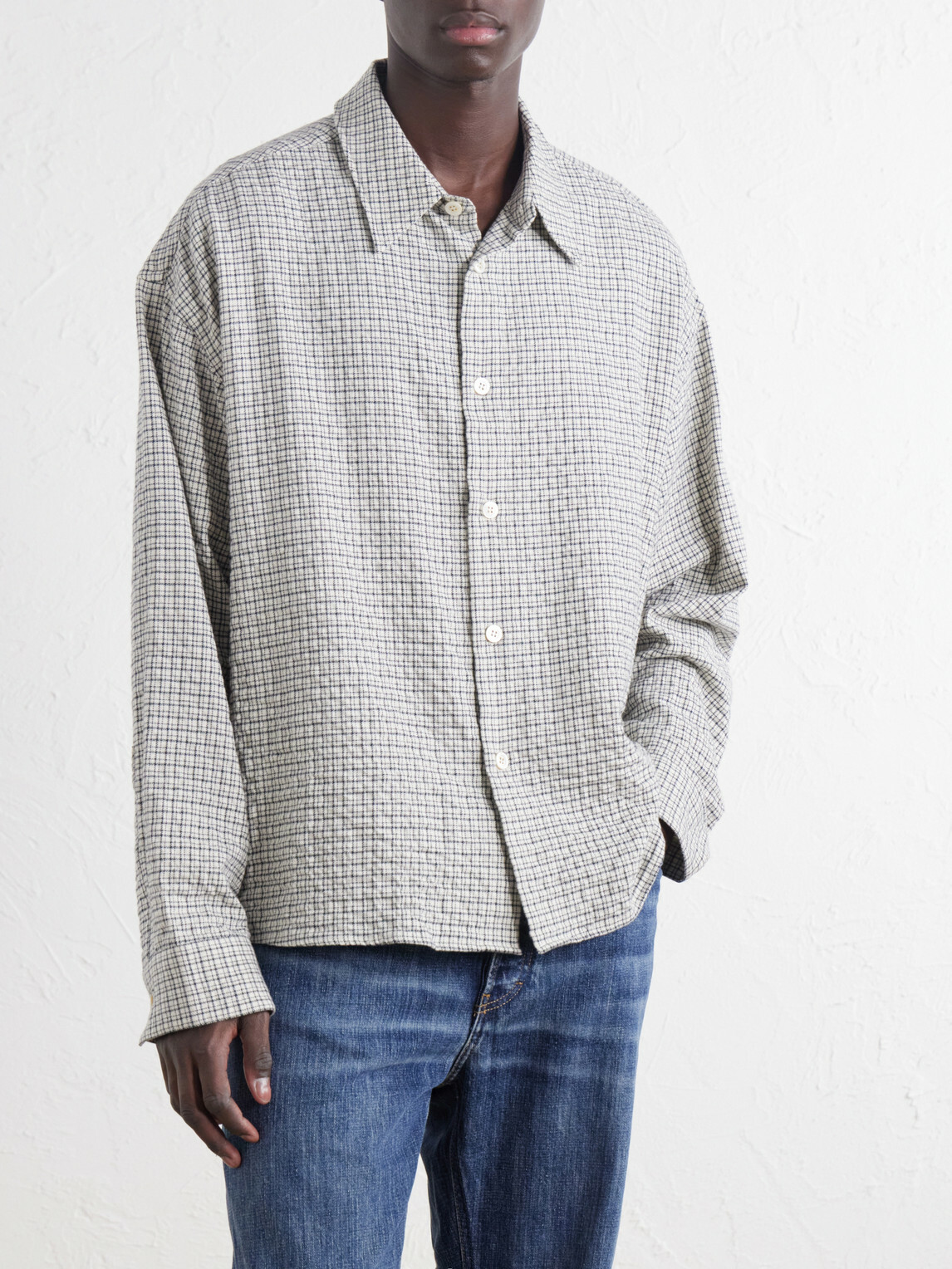 Studio Nicholson - Checked Cotton-Blend Shirt - Gray