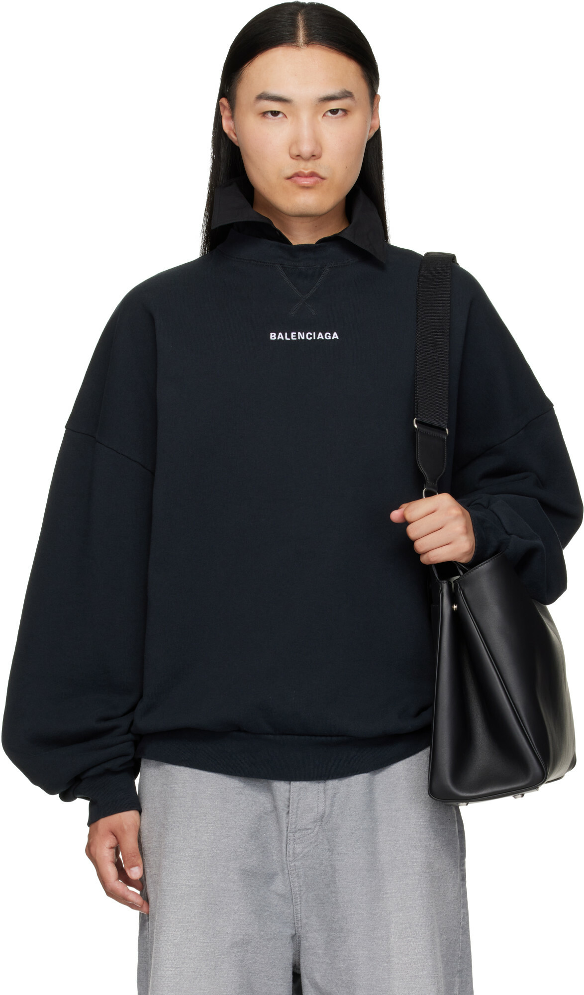 Balenciaga Black Shirt Collar Sweatshirt