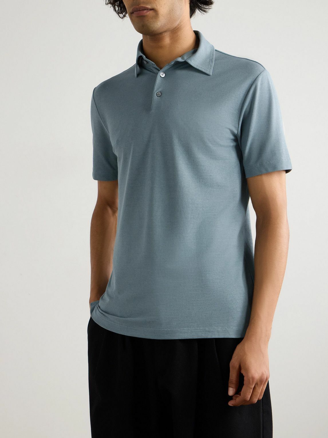 Incotex - Zanone Slim-Fit IceCotton Polo Shirt - Blue
