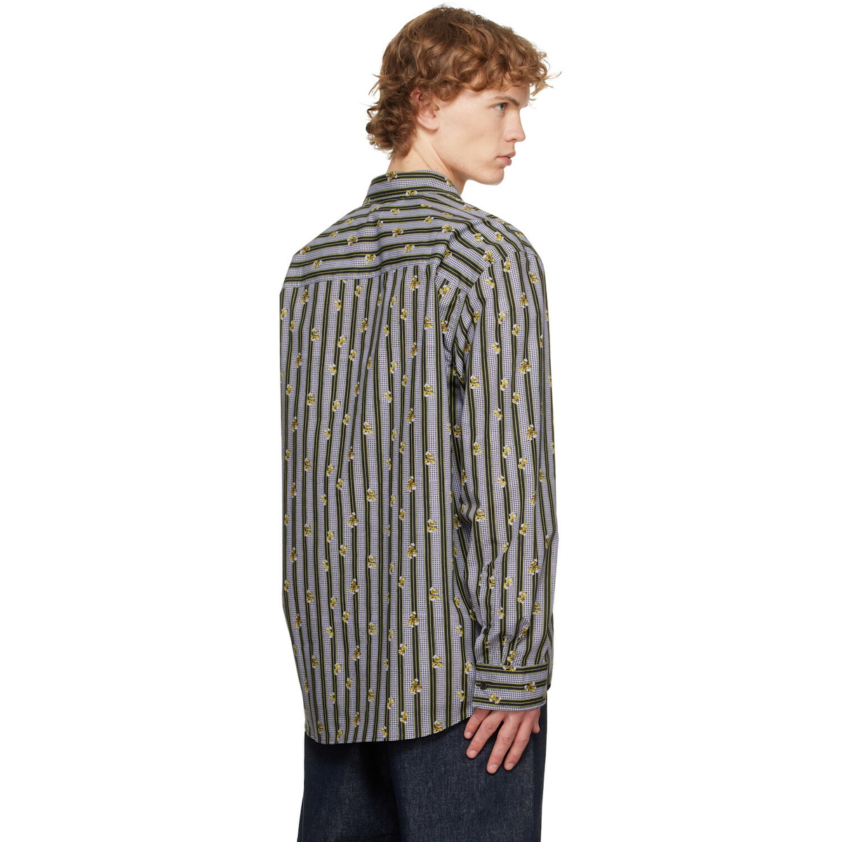 Dries Van Noten Purple & Green Cotton Shirt