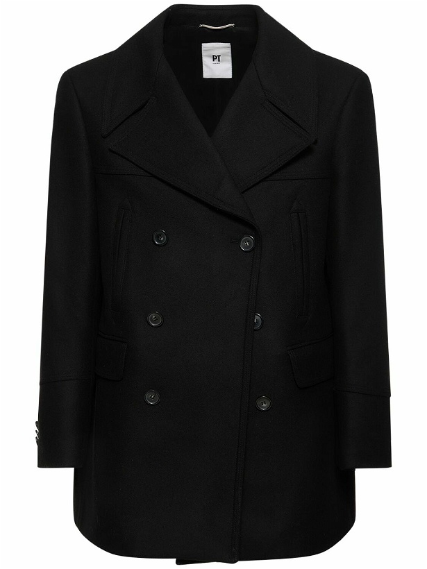 Photo: PT TORINO - Double Breasted Wool Blend Peacoat