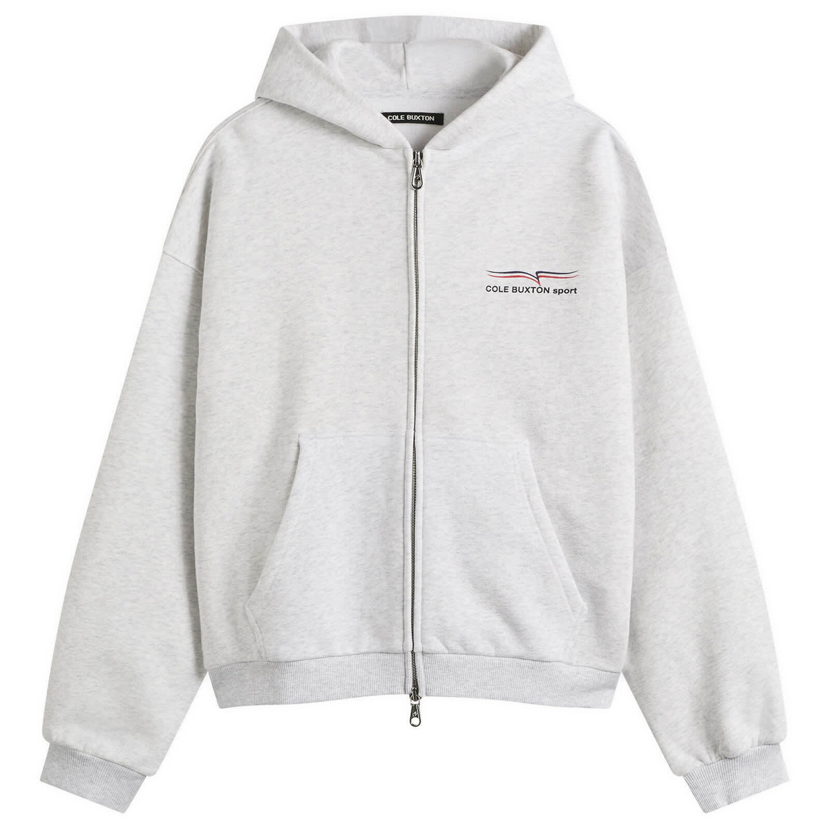 Cole Buxton Men's Sport Zipped Hoodie in Light Grey Marl