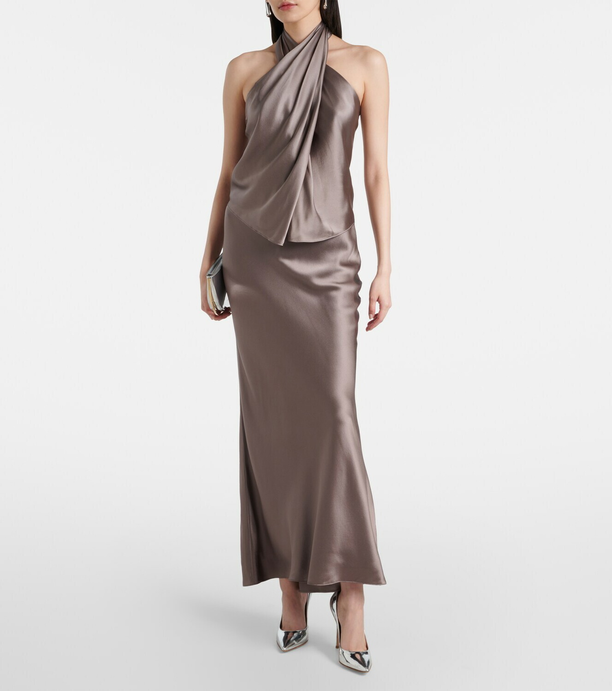 The Sei Draped halterneck silk charmeuse top