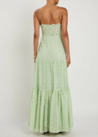 Alice + Olivia Nicky Embroidered Tiered Chiffon Maxi Dress Light Green
