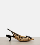 Roger Vivier Virgule polka-dot canvas slingback pumps