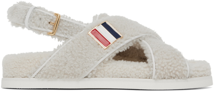 Photo: Thom Browne White Shearling Backstrap Sandals