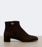 Prada Logo suede ankle boots